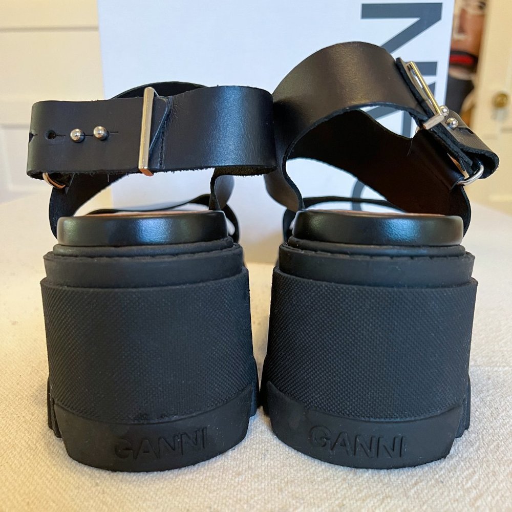 Ganni Cleated High Heel Sandal, Black, Size 9 - Picture 14 of 17